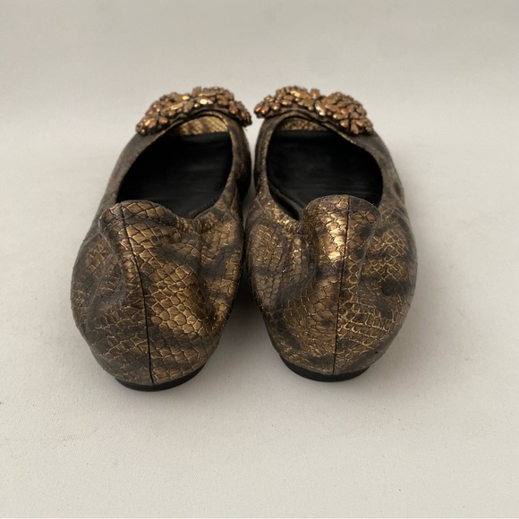 Vera Wang Lavender Animal Print Embellished Ballet Flat Shoes 8.5 M Peep Toe - Picture 12 of 16